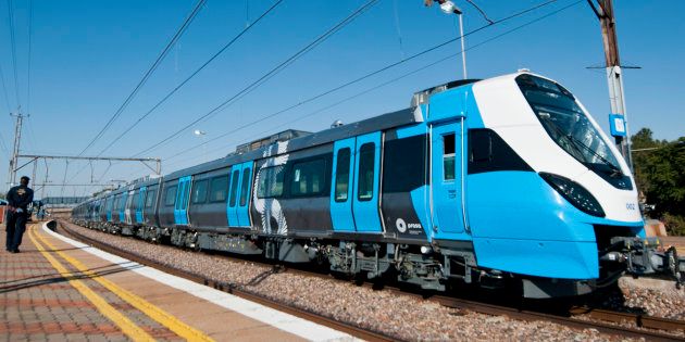 One of Prasa's new trains on the track during testing.