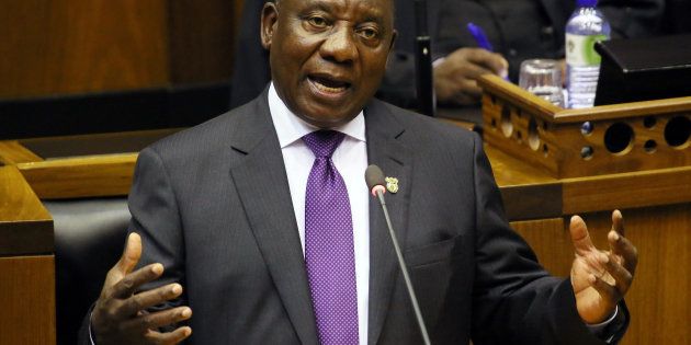 President Cyril Ramaphosa delivers his State of the Nation address at Parliament in Cape Town, South Africa, February 16, 2018.