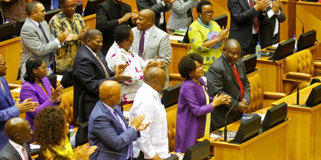 Cyril Ramaphosa is applauded by MPs after being elected president in Parliament. February 15, 2018.