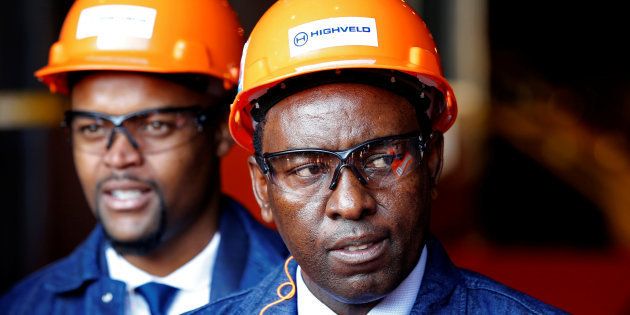 South Africa's Mineral Resources Minister Mosebenzi Zwane looks on during the reopening of the Highveld Steel heavy structural mill at Emalahleni in Mpumalanga province, South Africa June 6, 2017.