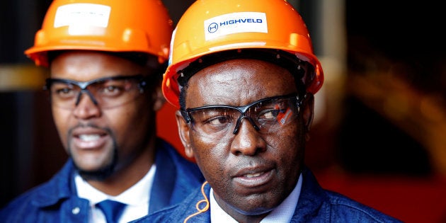 South Africa's Mineral Resources Minister Mosebenzi Zwane looks on during the reopening of the Highveld Steel heavy structural mill at Emalahleni in Mpumalanga province, South Africa June 6, 2017.