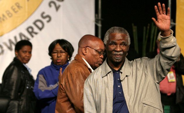South Africa's President Thabo Mbeki waves to supporters before the announcement of the new ANC leader during day three of a leadership conference in Polokwane December 18, 2007. South Africa's ruling ANC elected Jacob Zuma as its new leader on Tuesday, dumping Mbeki and putting the populist Zuma on course to lead the country in 2009. REUTERS/Siphiwe Sibeko (SOUTH AFRICA)