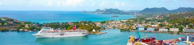 Saint Lucia, Saint Lucia - May 12, 2016: The Carnival Cruise Ship Fascination at dock at Saint Lucia, Saint Lucia on May 12, 2016 . She is one of 8 sister ships and received a million dollar refurbishment in 2006