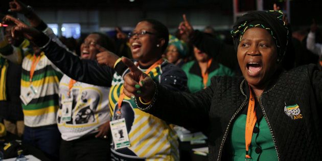 Delegates sing during the African National Congress 5th National Policy Conference at the Nasrec Expo Centre in Soweto, South Africa June 30, 2017.