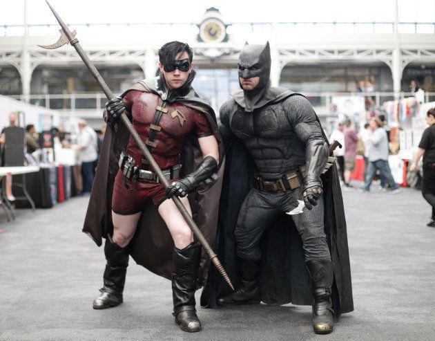 John Ralls as Robin (left) and Sean Campbell as Batman at the London Super Comic Con, at the Business Design Centre in London.