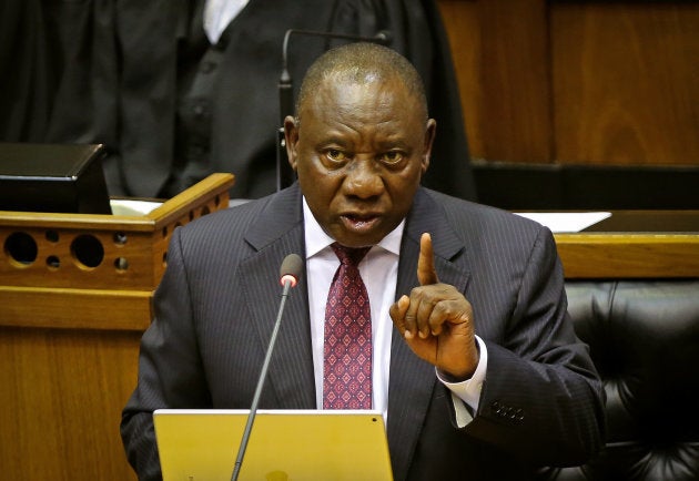 South African President Cyril Ramaphosa speaks in Parliament - February 20, 2018. REUTERS/Sumaya Hisham