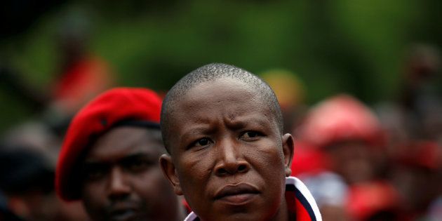 EFF party leader Julius Malema arrives with supporters for a demonstration in Pretoria, South Africa, November 2, 2016. Picture taken November 2, 2016.