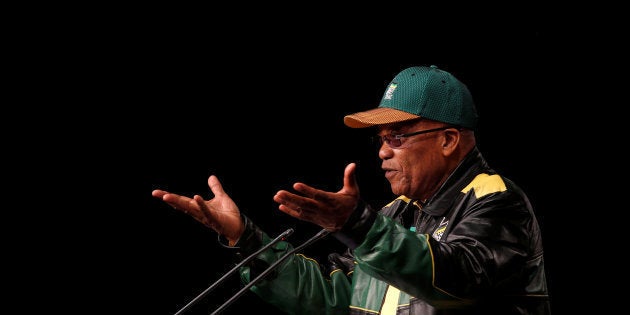 South Africa's President Jacob Zuma gestures during his opening address at the African National Congress 5th National Policy Conference at the Nasrec Expo Centre in Soweto, South Africa June 30, 2017. REUTERS/Siphiwe Sibeko