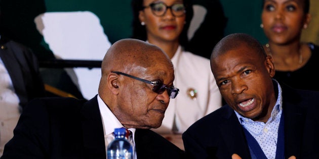 Jacob Zuma chats with Premier of North West Province Supra Mahumapelo last year.