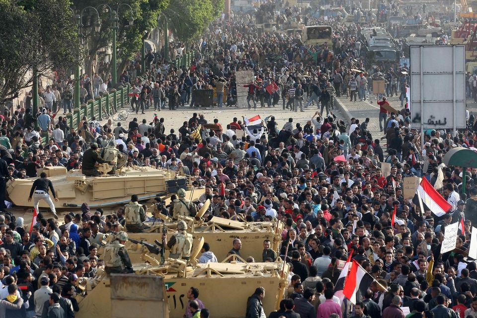 EGYPT: Face-off between demonstrators in Tahrir Square