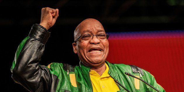 South African President Jacob Zuma gestures during his closing remarks at the end of the ANC policy conference in Johannesburg on July 5 2017.