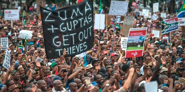 South Africans from various political and civil society groups marched to the Union Buildings in Pretoria on April 7 2017 to protest against the South African president and demand his resignation.