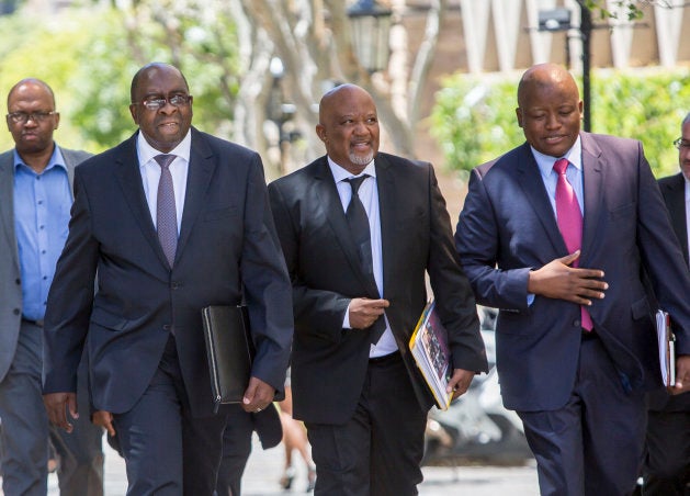 Nhlanhla Nene, minister of finance, with his deputy Mcebisi Jonas (middle) and Lungisa Fuzile, Treasury director-general in 2015.