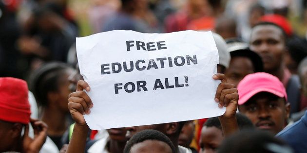 A protester at a #FeesMustFall protest at the Union Buildings in Pretoria. October 20, 2016.