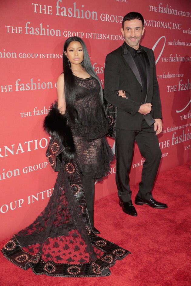 NEW YORK, NY - OCTOBER 27: Nicki Minaj and Riccardo Tisci attend 2016 Fashion Group International Night Of Stars Gala at Cipriani Wall Street on October 27, 2016 in New York City. (Photo by Randy Brooke/WireImage)