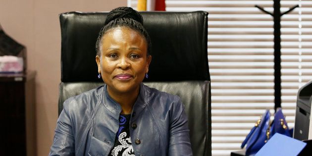 South Africa's Public Protector Busisiwe Mkhwebane poses in her office after a press briefing releasing reports on various investigations on June 19, 2017 in Pretoria.