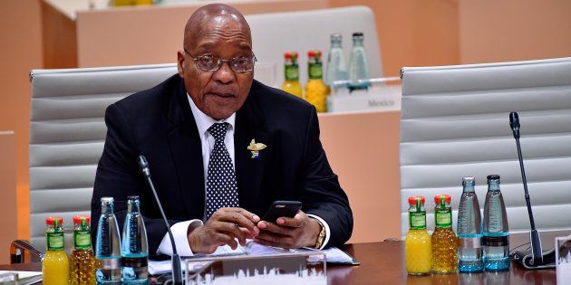 South African President Jacob Zuma arrives for the morning working session on the second day of the G20 economic summit on July 8, 2017, in Hamburg, Germany.