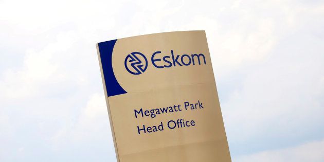 An Eskom logo is seen at the entrance of their head offices in Sunninghill, Sandton, February 24, 2016.