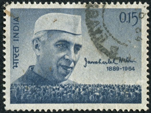 Cancelled stamp from India featuring Jawaharlal Nehru who was the first Prime Minister of India