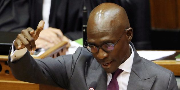 Former Finance Minister Malusi Gigaba delivers his budget address at Parliament in Cape Town, South Africa February 21, 2018.