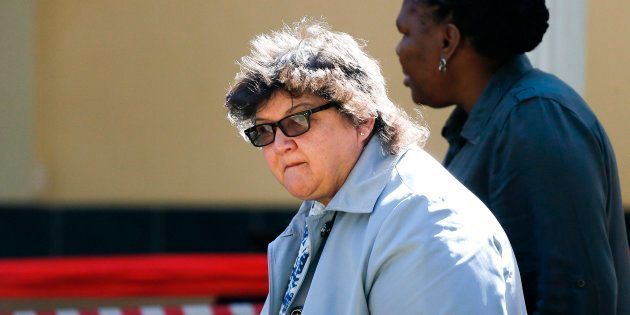 South African State Enterprises minister Lynne Brown arrives to attend the South African ruling Party African National Congress 's ordinary National Executive Committee meeting on May 27, 2017 in Pretoria, South Africa. / AFP PHOTO / Phill Magakoe (Photo credit should read PHILL MAGAKOE/AFP/Getty Images)