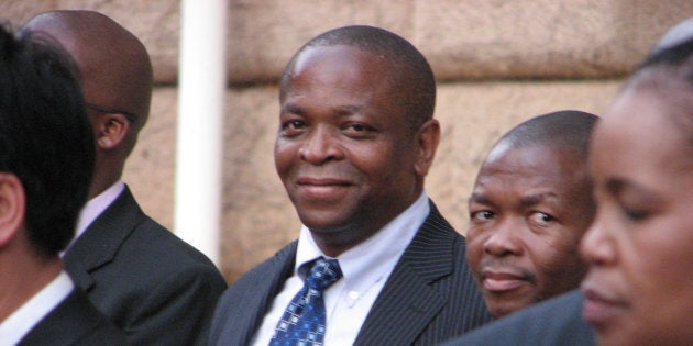 South African foreign affairs spokesman, Ronnie Mamoepa (centre), Pretoria, South Africa, 6th February 2007. (Photo by Jonathan C. Katzenellenbogen/Getty Images)