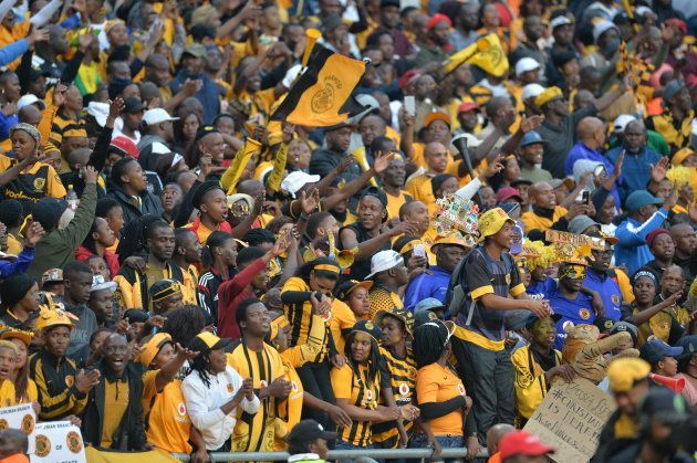 Fans during the Carling Black Label Champion Cup match between Orlando Pirates and Kaizer Chiefs at FNB Stadium on July 29.