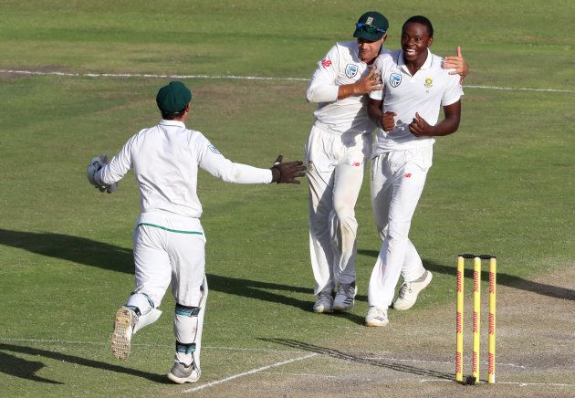 Cricket - South Africa vs Australia - Second Test - St George's Park, Port Elizabeth - March 11, 2018. Kagiso Rabada celebrates after taking the wicket of Australia's Usman Khawaja. REUTERS/Mike Hutchings