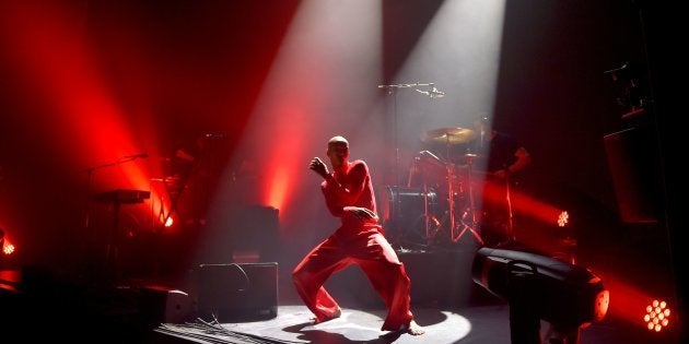 South African singer Nakhane performs at the Aire Libre concert hall in Saint-Jacques-de-la-Lande, outside Rennes in France, as part of the 39th edition of the Trans Musicales music festival.