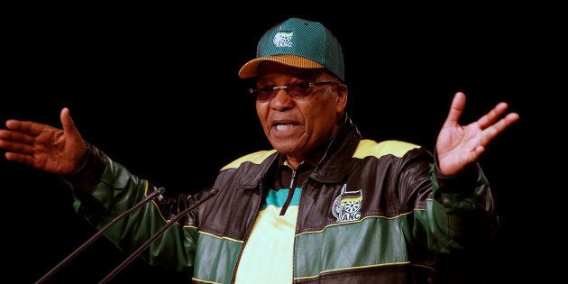 South Africa's President Jacob Zuma gestures during his opening address at the African National Congress 5th National Policy Conference at the Nasrec Expo Centre in Soweto, South Africa June 30, 2017.