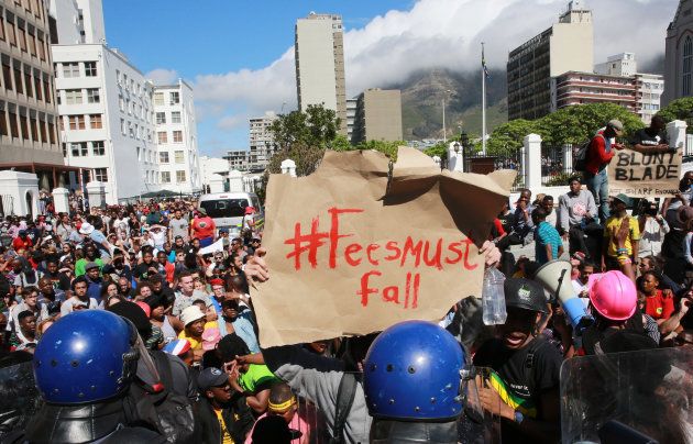 South African students protest outside Parliament. October 21, 2015.