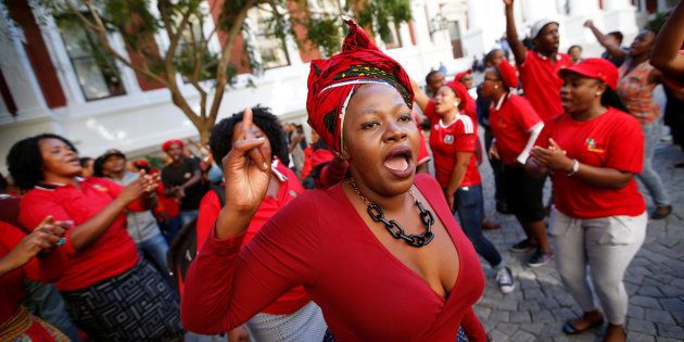Members of Julius Malema's Economic Freedom Fighters (EFF) party.