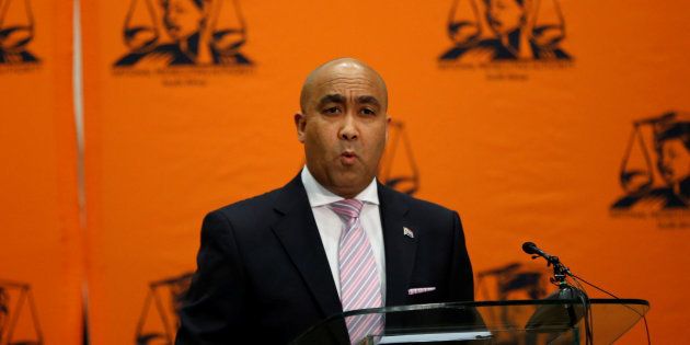 National Director of Public Prosecutions,Shaun Abrahams speaks during a media briefing in Pretoria, South Africa, May 23, 2016. REUTERS/Siphiwe Sibeko