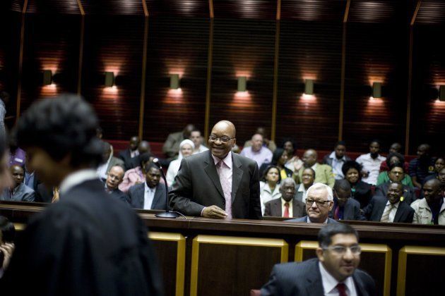 Jacob Zuma appears in a courtroom on February 4, 2009 in Pietermaritzburg.