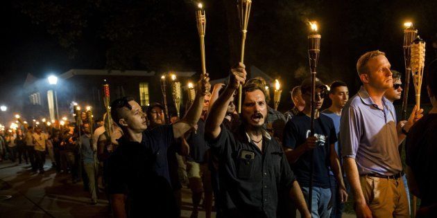 Neo-Nazis and white supremacists marching in Charlottesville, VA.