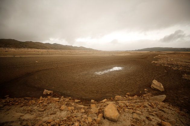 Sand blows across a normally submerged area at Theewaterskloof Dam, the normal supplier of most of Cape Town's water. Picture taken January 20, 2018.