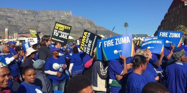 Democratic Alliance supporters protesting. (Photo by Gallo Images/Brenton Geach)