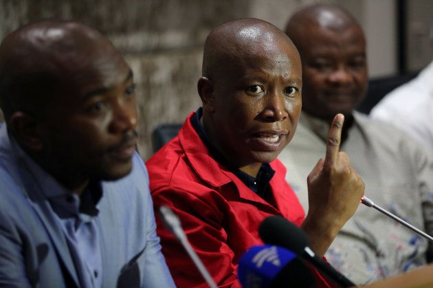 Julius Malema, leader of the EFF, speaks during a media briefing at Parliament in Cape Town. February 12, 2018. REUTERS/Sumaya Hisham