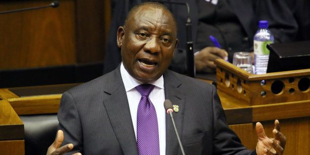 President Cyril Ramaphosa delivers his state of the nation address in Parliament on February 16, 2018.