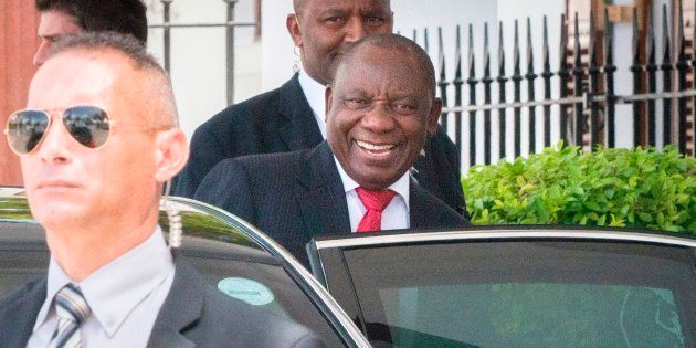 Cyril Ramaphosa leaves Tuynhuys on February 8, 2018, in Cape Town.