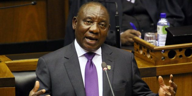 President Cyril Ramaphosa delivering his state of the nation address in Parliament. February 16, 2018.