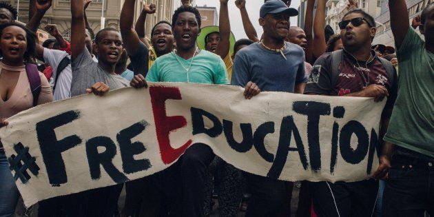 Hundreds of students demonstrate as part of a nationwide movement against higher university tuition fees on October 11, 2016 in Durban.