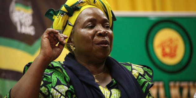 DURBAN, SOUTH AFRICA APRIL 20: (SOUTH AFRICA OUT): Nkosazana Dlamini-Zuma addresses the ANC Youth League members and students at the Durban University of Technology (DUT) on April 20, 2017 in Durban, South Africa. Dlamini-Zuma addressed DUT students and ANCYL members on issues of free education. (Photo by Siyanda Mayeza/Foto24/Gallo Images/Getty Images)