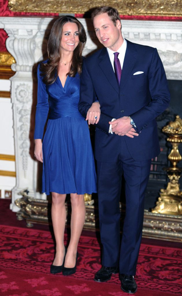 Prince William and Kate Middleton pose for photographs following the announcement of their engagement, in the State Apartments of St James Palace on Nov. 16, 2010 in London.