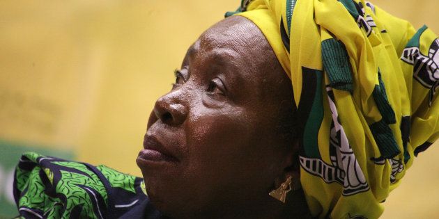 DURBAN, SOUTH AFRICA APRIL 20: (SOUTH AFRICA OUT): Nkosazana Dlamini-Zuma addresses the ANC Youth League members and students at the Durban University of Technology (DUT) on April 20, 2017 in Durban, South Africa. Dlamini-Zuma addressed DUT students and ANCYL members on issues of free education. (Photo by Siyanda Mayeza/Foto24/Gallo Images/Getty Images)