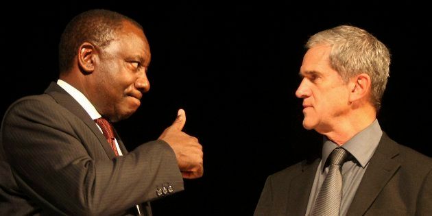 Former ANC chief negotiator, Cyril Ramaphosa and former National Party and government chief negotiator Roelf Meyer in 2008.