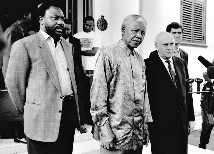 During the constitution-making process in 1996: Cyril Ramaphosa, Nelson Mandela, FW de Klerk and Roelf Meyer.