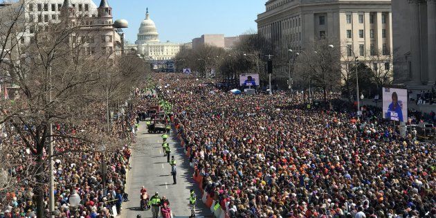 Thousands of people gather on Pennsylvania Avenue at the March For Our Lives rally in Washington. 
