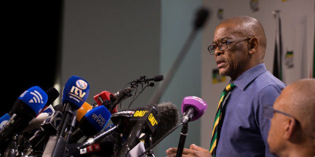 ANC secretary-general Ace Magashule addresses a media conference in Johannesburg. February 13, 2018.