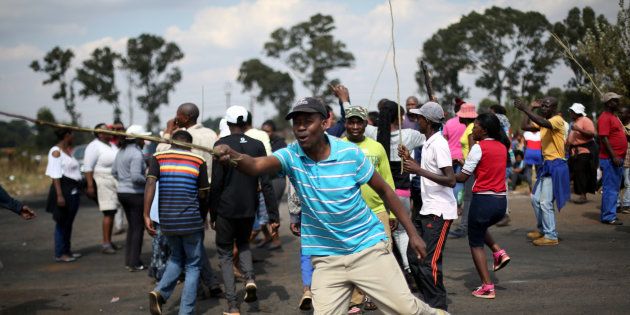 A protest over illegal land invasion in Lenasia, southwest of Johannesburg. April 25, 2017.